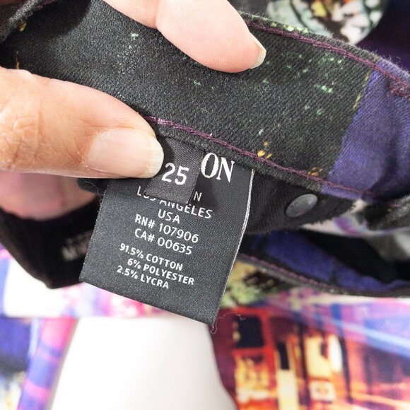RARE Hudson Nico Skinny Jeans With London Cityscape Print SZ 25 Indie Sleeze Y2K - Picture 7 of 9